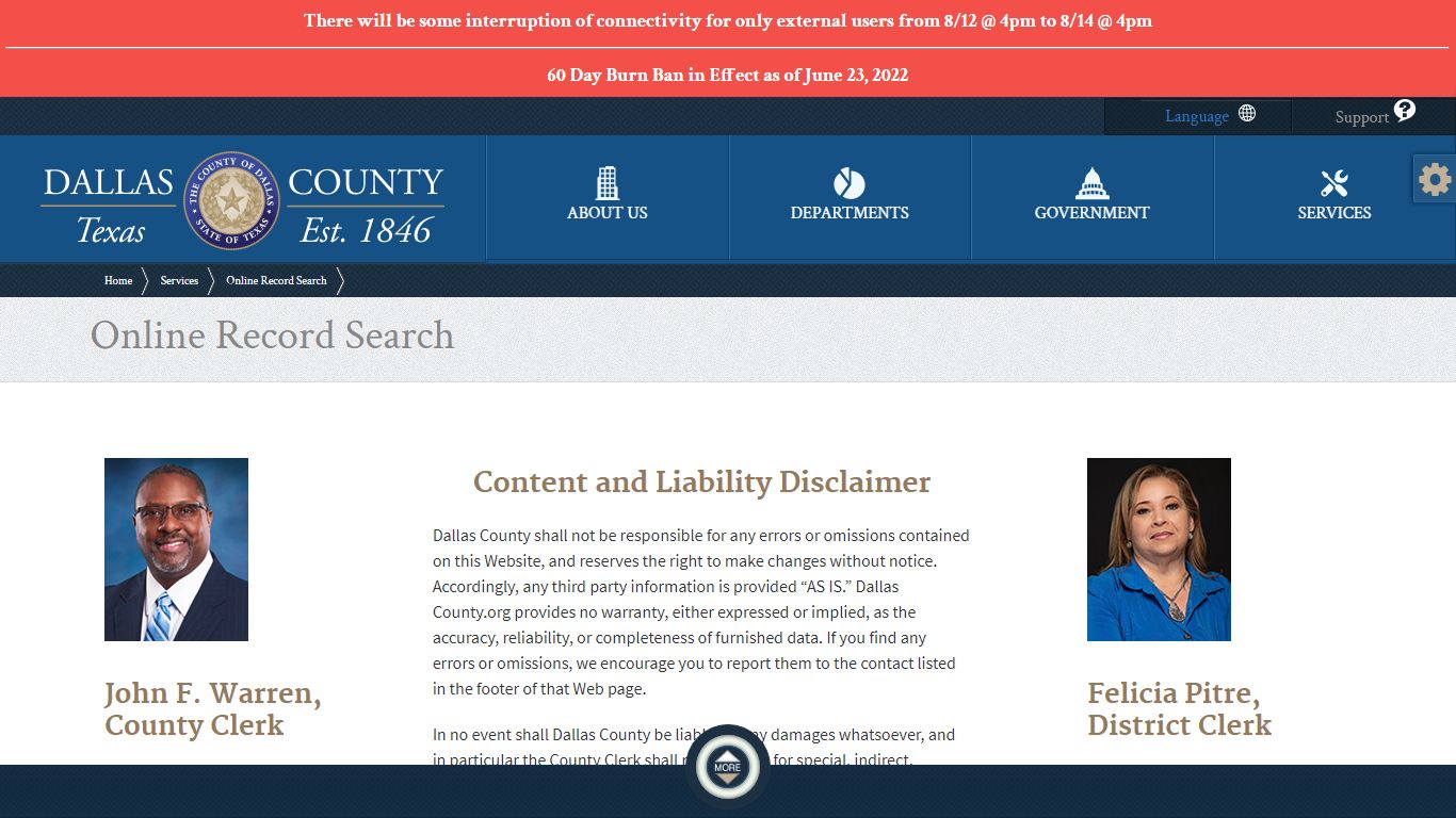 Online Record Search - Dallas County