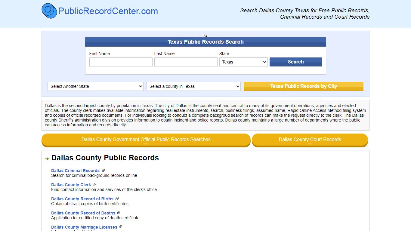 Dallas County Texas Free Public Records - Court Records ...