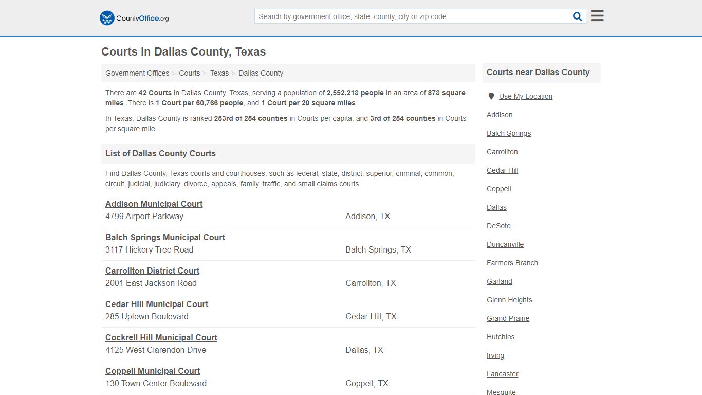 Courts - Dallas County, TX (Court Records & Calendars)